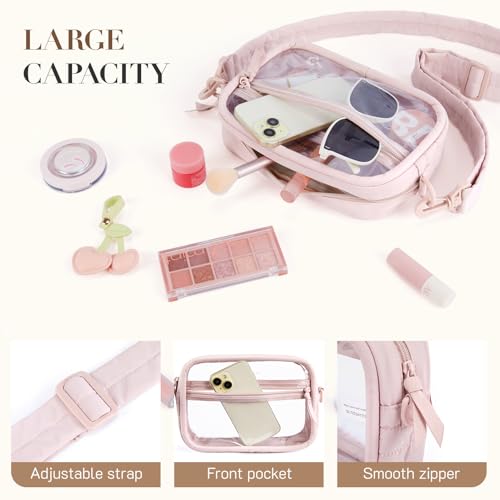Image of Missnine Clear Bag for Stadium Events Quilted Clear Purse for Women Stadium Approved PVC Crossbody Concert Bag