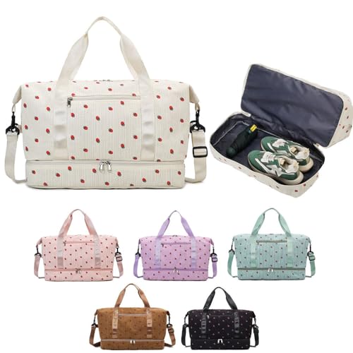 Sac de voyage en velours côtelé blanc idéal pour vos escapades de week-end et cours de danse