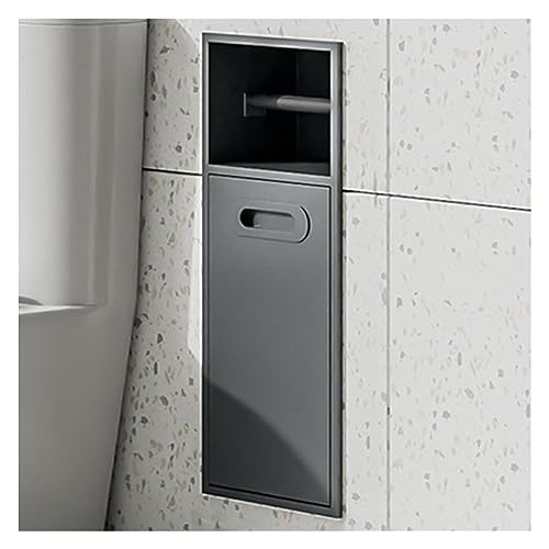 Niche de douche en acier inoxydable gris 50x20cm avec support papier et poubelle