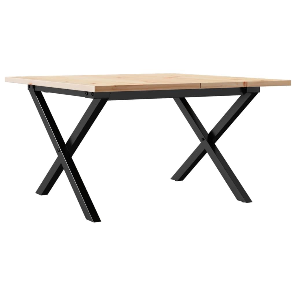 Mesa de centro con estructura en X de 60 x 60 x 40 cm de madera de pino maciza, mesa estable para salón con tablero robusto para bebidas y aperitivos