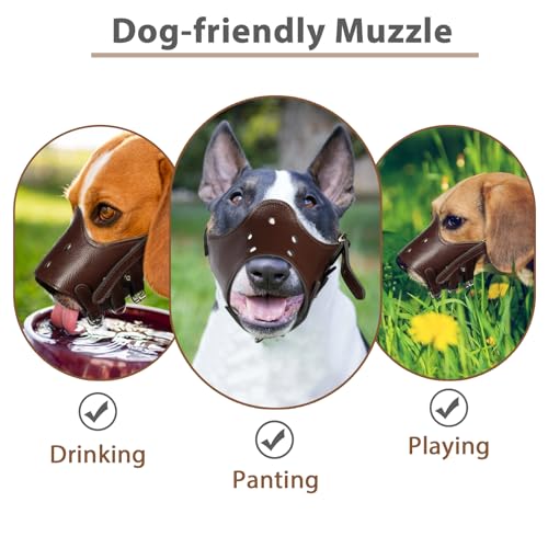 Barkless UNKNOWN Dog Muzzle Leather, Comfort Secure Anti-Barking Leather Dog Muzzle thumb #5