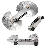 CYTGOUPER 52 Blätter Gewindelehre Metrisch Zoll, Gewindelehre Edelstahl mit 24 Blättern Metrisch 60° 0,25-6,0mm und 28 Blättern Zoll 55° 4G-62G, Gewinde Messwerkzeuge für Gewindegröße