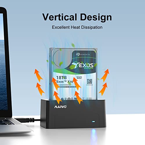 Maiwo Sas To Usb 3.0 Adapter, 2.5 3.5 Inch Sas Hard Drive Docking Station Enclosure Reader With 12V 2A Power Adapter, 5Gbps With Uasp, Up To 18Tb, Tool Free #TOP5