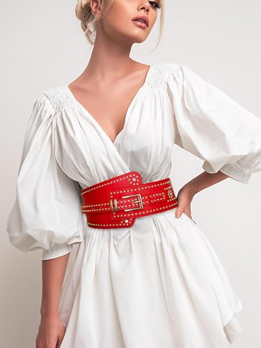 Leather Wied Elastic Corset Waist Belt,Black Tied Buckle Waspie,Vintage for Dresses Fashion Accessories2