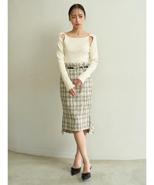 スナイデル] ベルテッドミドルレングスタイトスカート