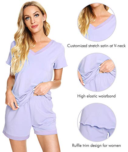 Image of WiWi Viscose from Bamboo Pajamas Set for Women Super Soft Short Sleeve Cooling Summer Plus Size Pjs Sets Sleepwear S-4X