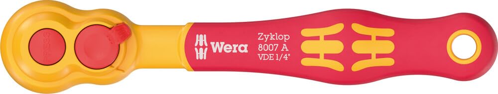 8007 A Cricchetto VDE Zyklop, isolato, con leva di inversione, con attacco da 1/4", 1/4" x 144 mm