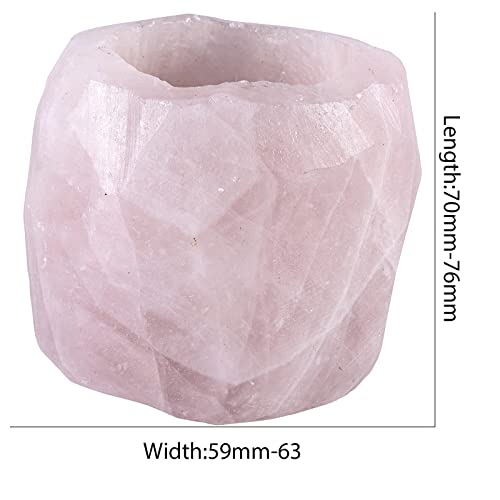 Cheungshing Natural Raw Cut Crystal Tea Light Candle Holder Air Plant Holder For Divination Spellcaster Reiki Home Decorations Balance Chakra Healing, Rose Quartz #TOP3
