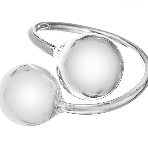 Córdoba Jewels | Sortija de Plata de Ley 925 diseño Tú y Yo. Esferas Plata de 10mm Cover