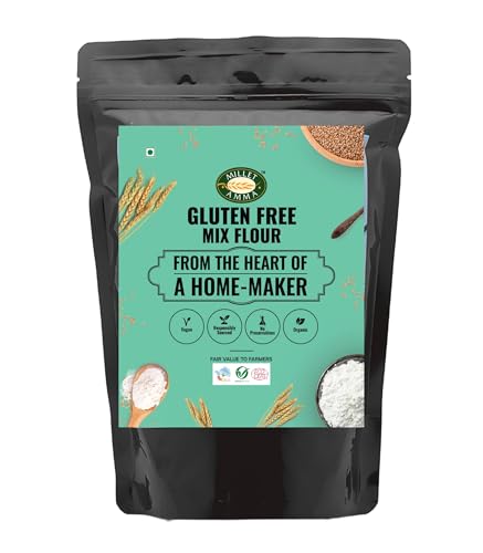 Image of Millet Amma CERTIFIED ORGANIC Gluten Free Flour - 1 Kg Pack | Contains Jowar, Bajra, Ragi and Amaranth | Rich in Fiber, Calcium & Phosphorus | Helps in Weight Management | 100% Preservatives Free | Suitable for Crackers, Rotis, Snacks, Sweets, Parathas