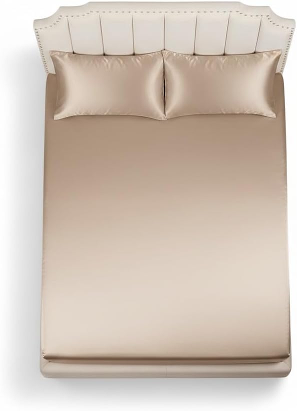 Salina Satin Silk Fitted Sheets (Beige, 90x190 cm)