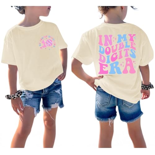Image of Pairxily in My Double Digits Era Shirt for Girls 10th Cute 10 Year Old Girl Happy Birthday Shirts Gifts Short Sleeve Tops