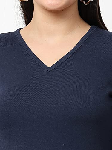 Image of Wafaa Women's Cotton Plain V Neck Full Sleeve T-Shirt