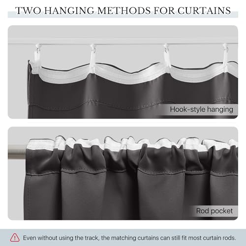 Image of RYB HOME Closet Curtain with Straight Ceiling Track, Blackout Privacy Sliding Room Divider for Bedroom /Laundry /Open Closet /Kitchen, Grey, W60 x L84, 1 Panel