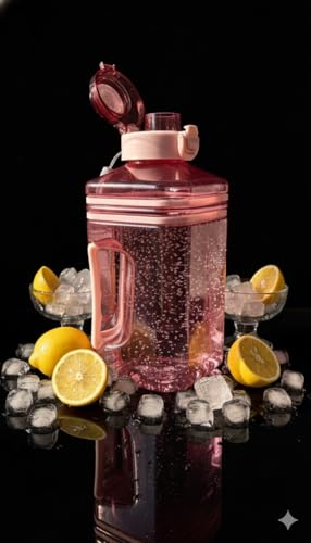 Image of 2.2L Half Gallon Water Bottle with Time Marker & Handle - Large Leakproof Motivational Sports Jug for Gym, Workout, Office & Outdoor Hydration - BPA Free Reusable Container (Pink) (Pink)