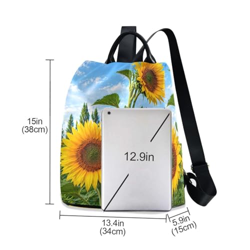 Image of ALAZA Summer Sunflower Flowers Floral Backpack Purse for Women Anti Theft Fashion Back Pack Shoulder Bag