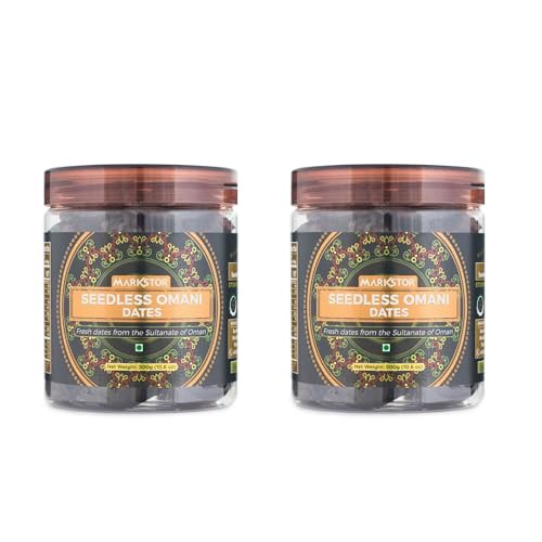 Image of MARKSTOR Seedless Omani Dates (Khajoor /Khajur) - 600Gm Offer - Premium Selection - [300Gm X 2] - Plant-Based, Vegan, No Cholesterol, No Added Sugar, Dates Dry Fruits