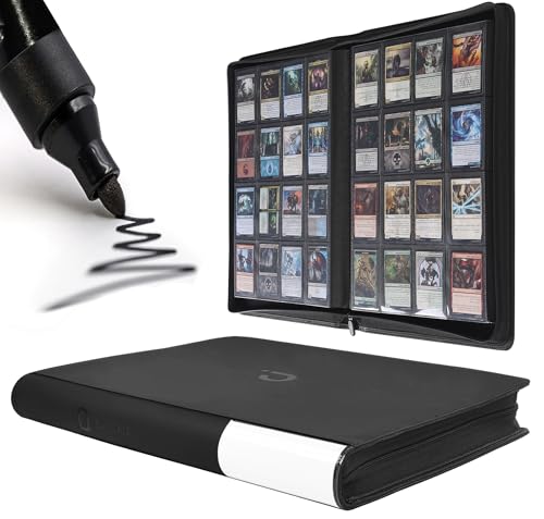 Classeur de cartes de qualité supérieure 16 pochettes – Peut contenir 1600 cartes, album de cartes sans anneaux de 10 x 10 cm avec pochettes pour cartes à collectionner et cartes de sport (modèle C