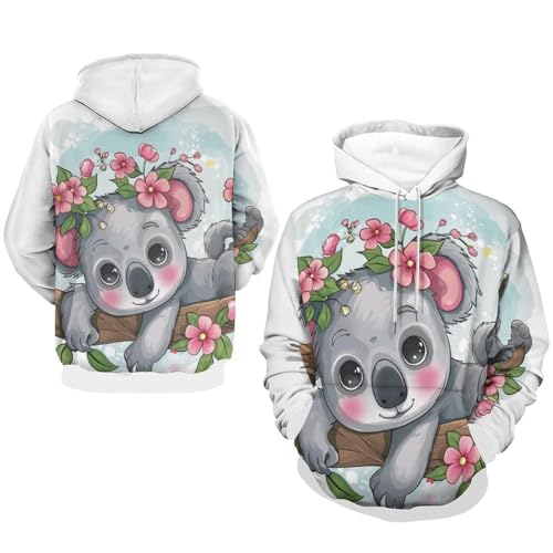 Sweat à capuche koala imprimé fleur hoodie unisexe taille S - 7