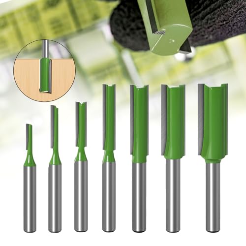 CHENYU 7 Stück Nutfräser 6mm Schaft Fräser-Set für die Holzbearbeitung Klinge Aus Yg8-Legierung Nutfräser Oberfräse Zubehör Verschiedene Größen Wird zum Nuten Und Ausgraben Von Holz Verwendet