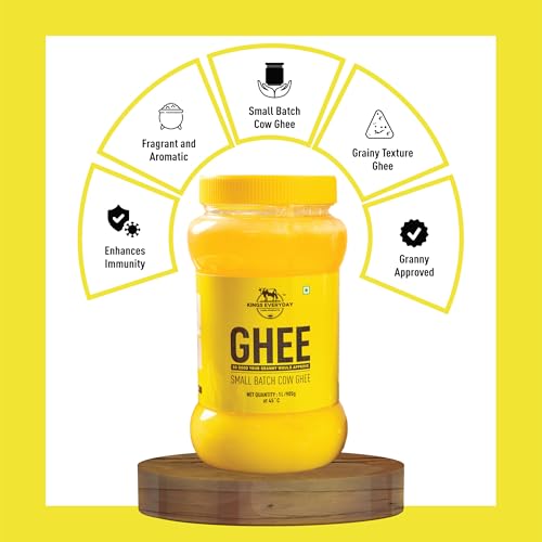 Image of Kings Everyday Cow Ghee 1500ml | Aromatic & Nutritious | Small Batch Cow Ghee | Pure Danedar Ghee 500ml (Pack of 3)