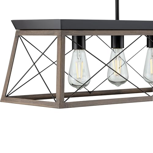 Image of Progress Lighting Briarwood Collection 5-Light Dining Room Light Fixture, Farmhouse Style Modern Chandelier for Kitchen and Dining Room, 38 inch by 9 inch, Antique Bronze
