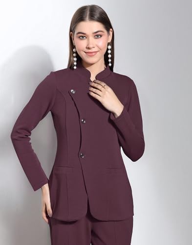 Image of Selvia Co ord Set for Women Stylish, Asymmetric Button Top and Trouser Pant