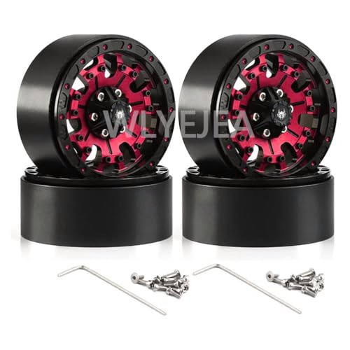 Jantes 1.9 Beadlock en métal rouge pour crawler RC 1/10 Traxxas TRX4 Axial SCX10