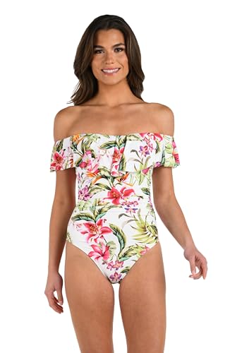 La Blanca Women's One Piece Swimsuit Off Shoulder Ruffle Bathing Suit3