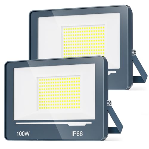 TOPAUBUB LED Strahler Außen 100W 10000LM 2 Stücke - Superhell LED Scheinwerfer Fluter Außen 6500K Kaltweiss Flutlichtstrahler IP66 Wasserdicht...