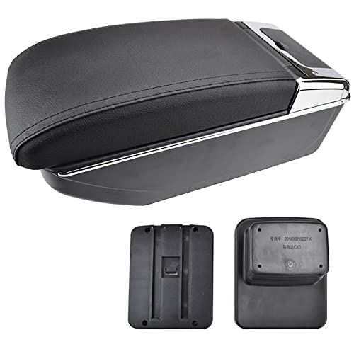 XUKEY Dual Layer Car Armrest Fit for Mazda CX-3 2015-2018 for Toyota Yaris iA Sedan 2017-2018 Arm Rest Storage Box Black Leather