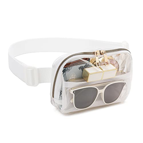 Image of Clear Fanny Pack Stadium Approved Belt Bag, Clear Purse for Stadium Events | Adjustable Strap Water-resistant Waist bag Clear Purse for Travel Workout Running Hiking(White)