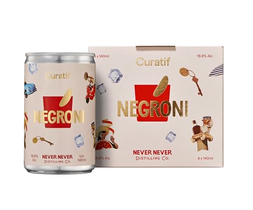Curatif Negroni Cocktail - 18.8% ABV - Pack of 4 Ready to Serve Cocktails - 140ml each