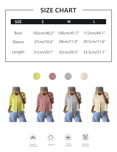 Image of HOCANDY Womens Short Sleeve Cardigans Button Down Sweater Top Casual Slim Fit Crew Neck Lightweight Knit Cardigan