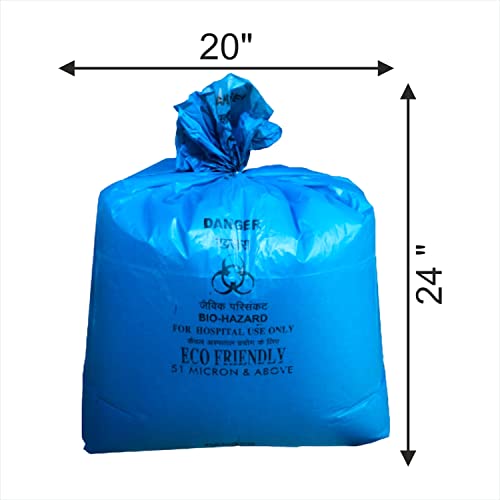 Image of HEAN Bio Hazard Waste Disposal Bags, 20x24 inch, 75 Micron, Bio Medical Garbage Bags (Blue - 10)