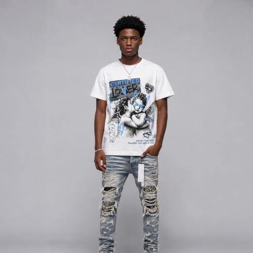 Image of DopeSkill Graphic Tee Streetwear Hip Hop Hypebeast Street Style Crew Neck Unisex T-Shirt Sneaker Colour Matching Shirts Angel