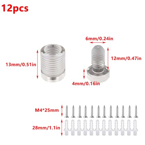 Image of Antrader Acrylic Standoff Screws,Advertising Standoff Mount,10 x 13m,12Pcs | Wall Standoff Screws for Advertising Board Hanging Acrylic Picture Frame