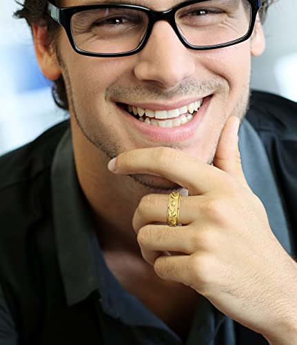 Sun Moon and Star Spinner Fidget Ring for Anxiety for Men Women Stainless Steel Rotating Engagement Wedding Band 8MM3