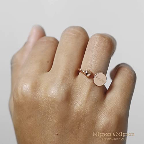 Mignonandmignon Personalized Custom Name Initial Disc Ring Gift For Her - Rocb #TOP3