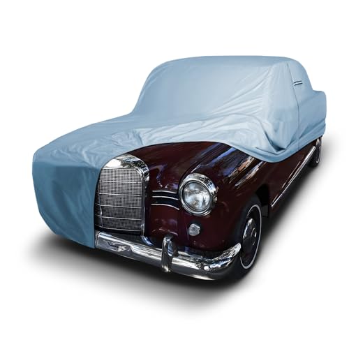 Image of iCarCover Car Cover All Weather for 1958-1965 Mercedes 190 W120 W121 Ponton | Heavy Duty Waterproof Custom Fit Hail UV Sun Rain Snow Protection for Automobiles Outdoor Indoor Full Exterior (Sky Gray)