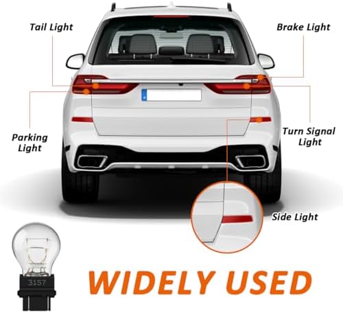 2 Pcs 3157 Bulb 12V Brake/Tail/Turn Signal/DRL Lights, P27/7W 3157NA 3157LL 3047 3057 4057 T25 fit for F150 Focus, Altima, silverado, Jeep Grand Cherokee, Ford F-Series, Ram Pickup, Corolla, Silverado — view 6