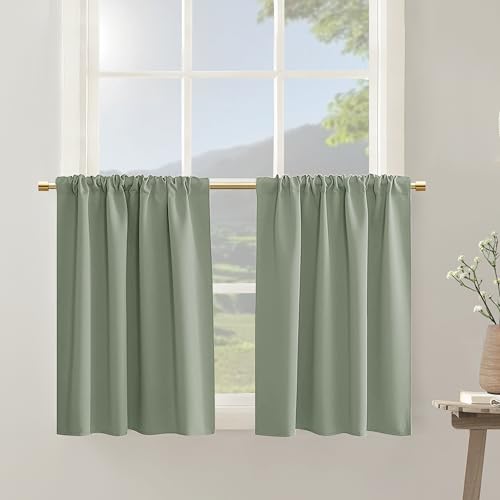 10 Best Shades for Bathroom: Stylish and Functional Options 5 Bathroom Curtains for Window,Sage Green Boho Short Privacy Blackout Window Shade for Kitchen,Set of 2 Panels,24 Inch Length
