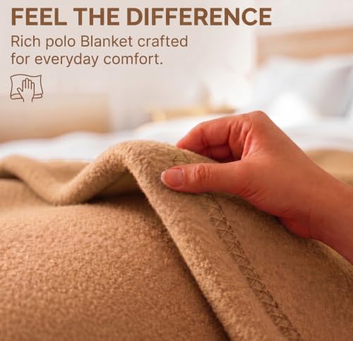Image of HOMEKART 300 TC All Season Solid /Plain Lightweight Polar Fleece Double Bed Blanket (230 x 230 cm), Light Beige