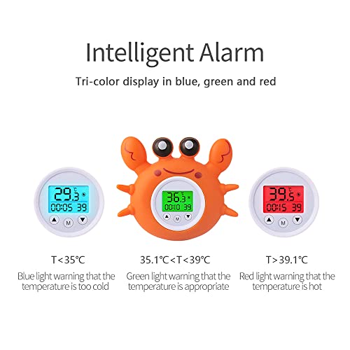 Tomshin Termômetro de banho com visor tricolor ilumin de temperatura ambiente em Fahrenheit e Celsiu
