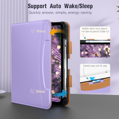 Étui iPad 11e Génération Premium en Cuir Folio Violet avec Porte-Stylet - 6