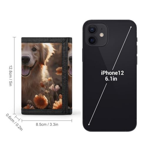 Golden Retriever And Flowers Trifold Wallet for Men - Money Clip Slim Wallets with Multiple Card Slots Minimalist Small Front Pocket Wallet for Everyday Carry2