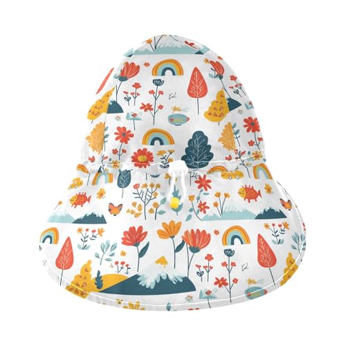 Colorful Flower Trees Kid Sunhat Baby Boys Bucket Hat Girls Sun Protection Wide Brim Travel Essentials3