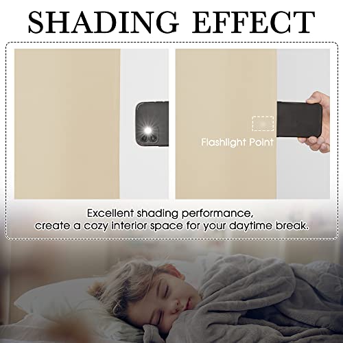 Image of RYB HOME Blackout Thermal Insulated Curtains, Portable Curtain for Sliding Glass Door /Storage /Space Room Divider, Large Window Treatment Room Divider Panel, W80 x L84, Biscotti Beige, 1 Panel