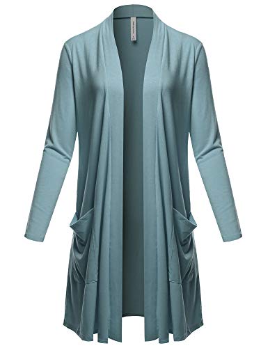 Women's Casual Long Sleeve Deep Side Slit Side Pocket Hoodie Cardigan