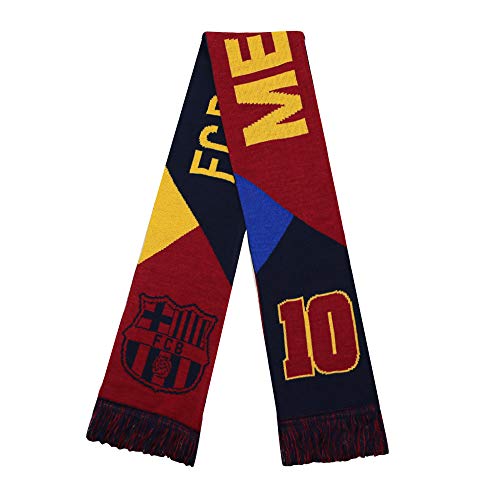 Icon Sports FC Barcelona Scarf â€“ Official Barca Messi 10 World Soccer Team Football Club Logo Fans Premium Reversible Knit Warm Fringe Scarves Wrap FCB18SC